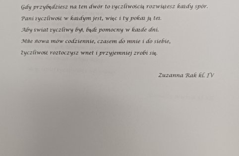 Dzień Życzliwości - nagrodzone prace uczniów na szkolny konkurs literacki